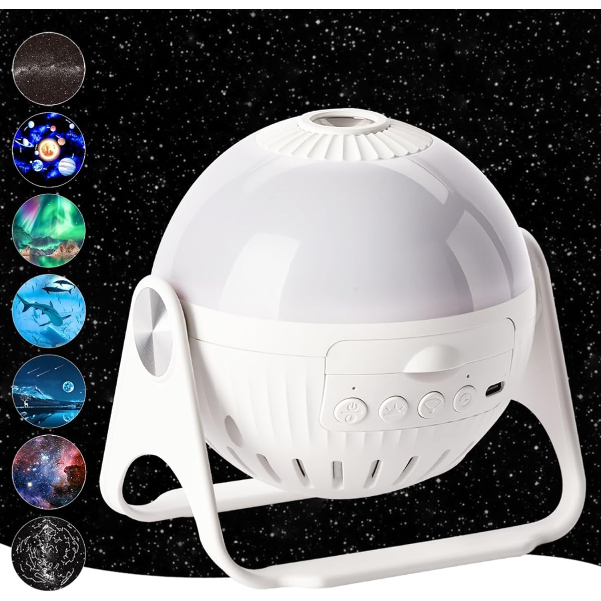 Planetarium for Home Use Children Authentic Popular Milky Way Constellation Aurora Starry Sky Solar System Deer Sea 7 Types of Movie Film HD Zoom Starry Sky Light Bedside Lamp with Timer Function 360 Degree Rotation Brightness Adjustment Sleep Toy Night