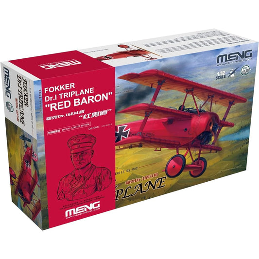 Mont Model 1/32 Luftwaffe Fokker Dr.1 Fighter Red Baron Plastic Model with Resin Bust Figure (Manufacturer's First Order Limited Production) MQS-002S