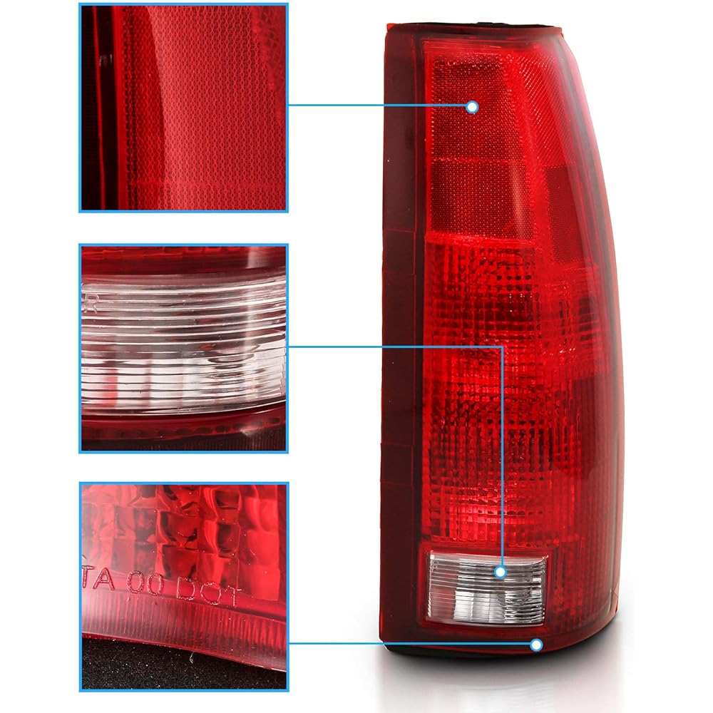 AMERILITE 1988-1999 Full Size: C/K Silverado Tahoe Sierra SUBURBAN FACTORY OE Rear Brake Lamp Replacement Tail Light Light Assembly Valve Conactor Plate -The driver and passenger seat side