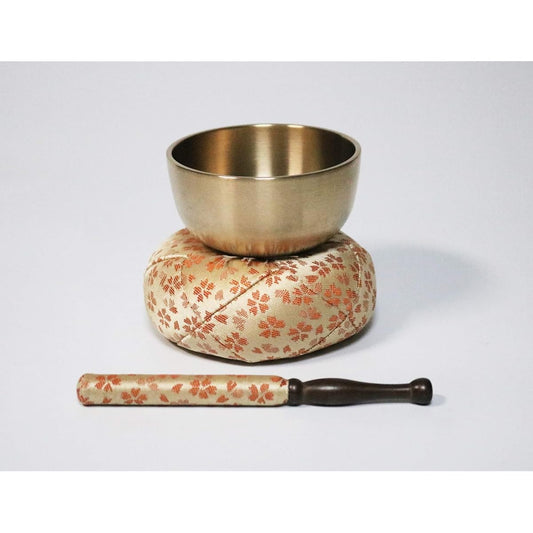 Kyoto Buddhist Altar Isemura Hiyori Rin Set, Domestic Orin Set, Set of Orin, Rin Stick, and Futon (4 size, beige)