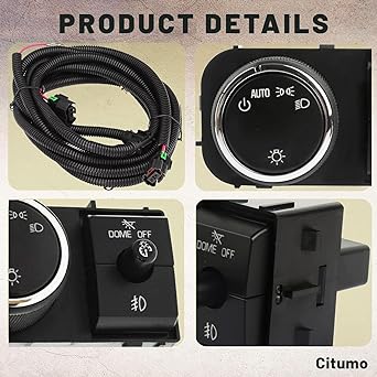REAUTO 25858705 Dominum Dome Head Lamp Headlight Switch 1527J 15096895 Foglite Wiring with Harness 2007-2013 Silverado Sarban Taho GMC Sierra Yukon XL