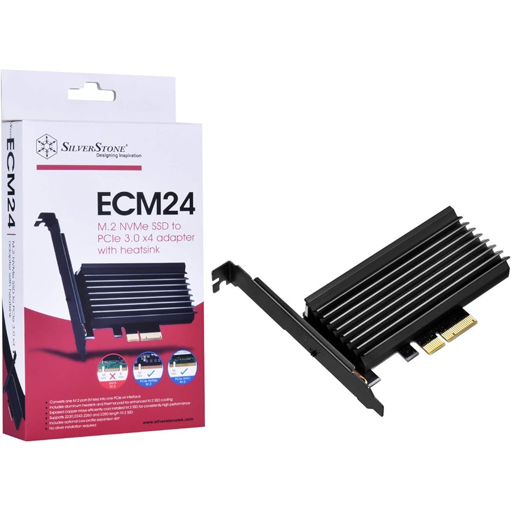 SilverStone M.2 port to PCIe x4 conversion interface card (with cooling pad) SST-ECM24