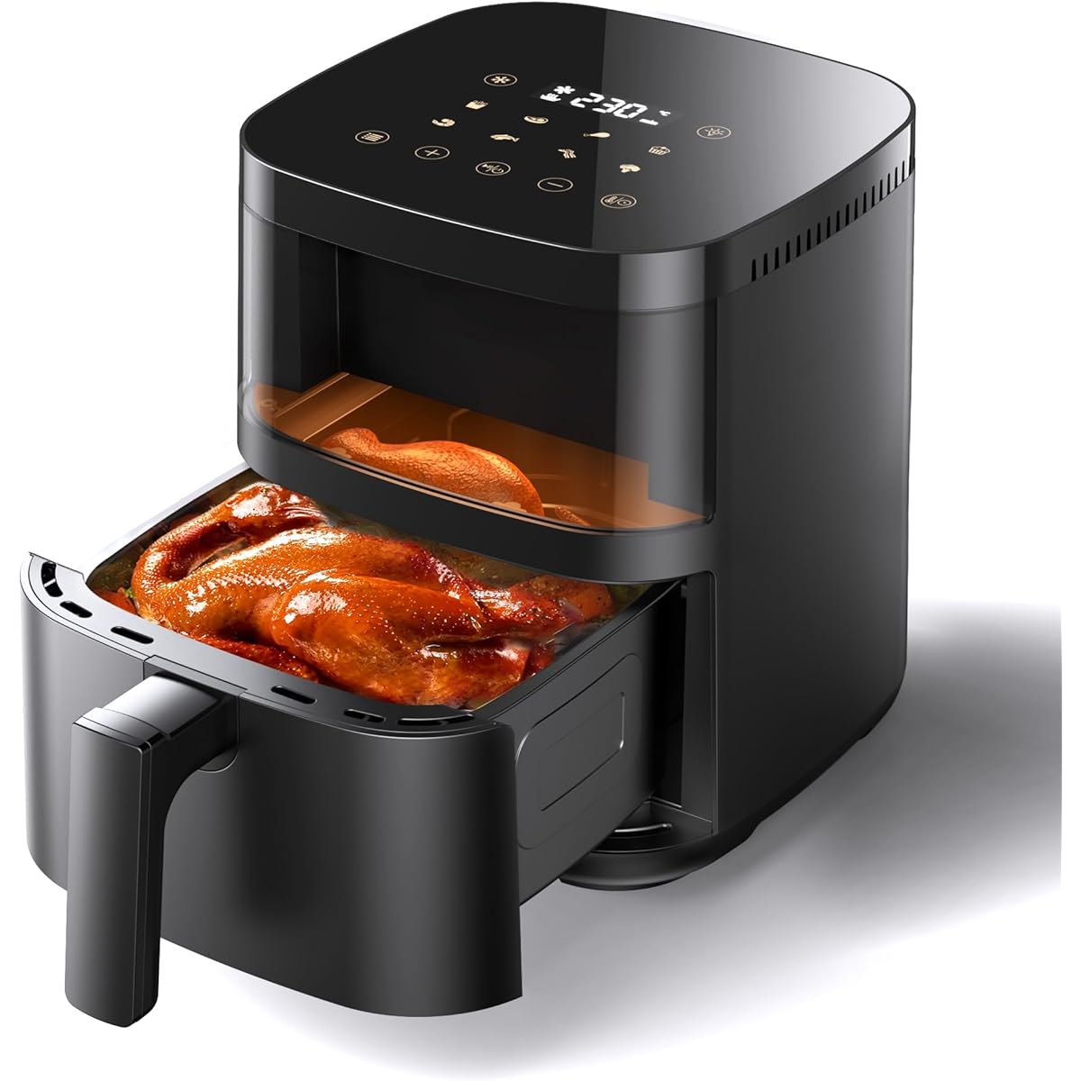Air Fryer 4.5L Non-Oil Fryer Air Fryer for 1-5 People Visible Window Large Capacity Home Use Energy Saving Maximum Temperature 230℃ Air Fryer Machine LED Display Japanese Recipe Included Timer Automatic Power Off PSE Certified [2 Year Manufacturer Warran