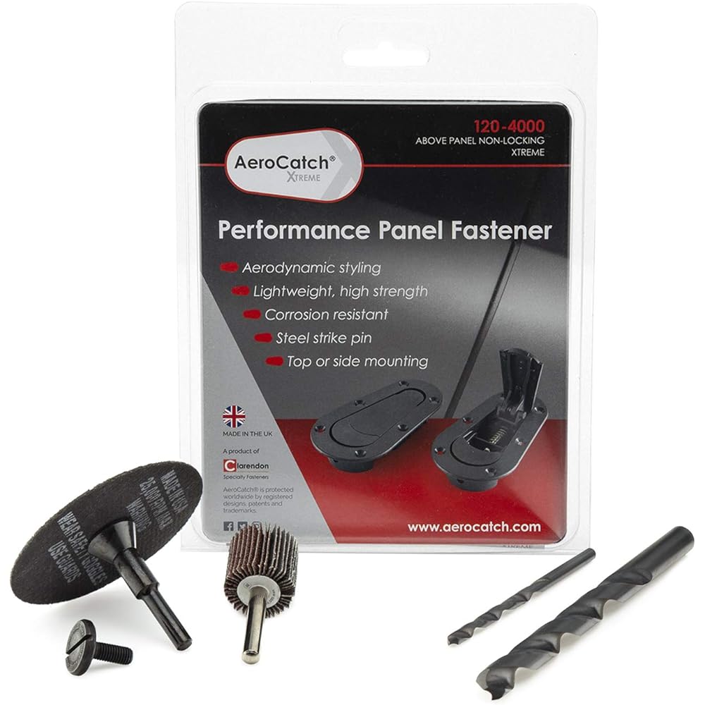 AEROCATCH 120-4100 Xtreme Plus flash rock hood pin and latch kit -with black mounting kit