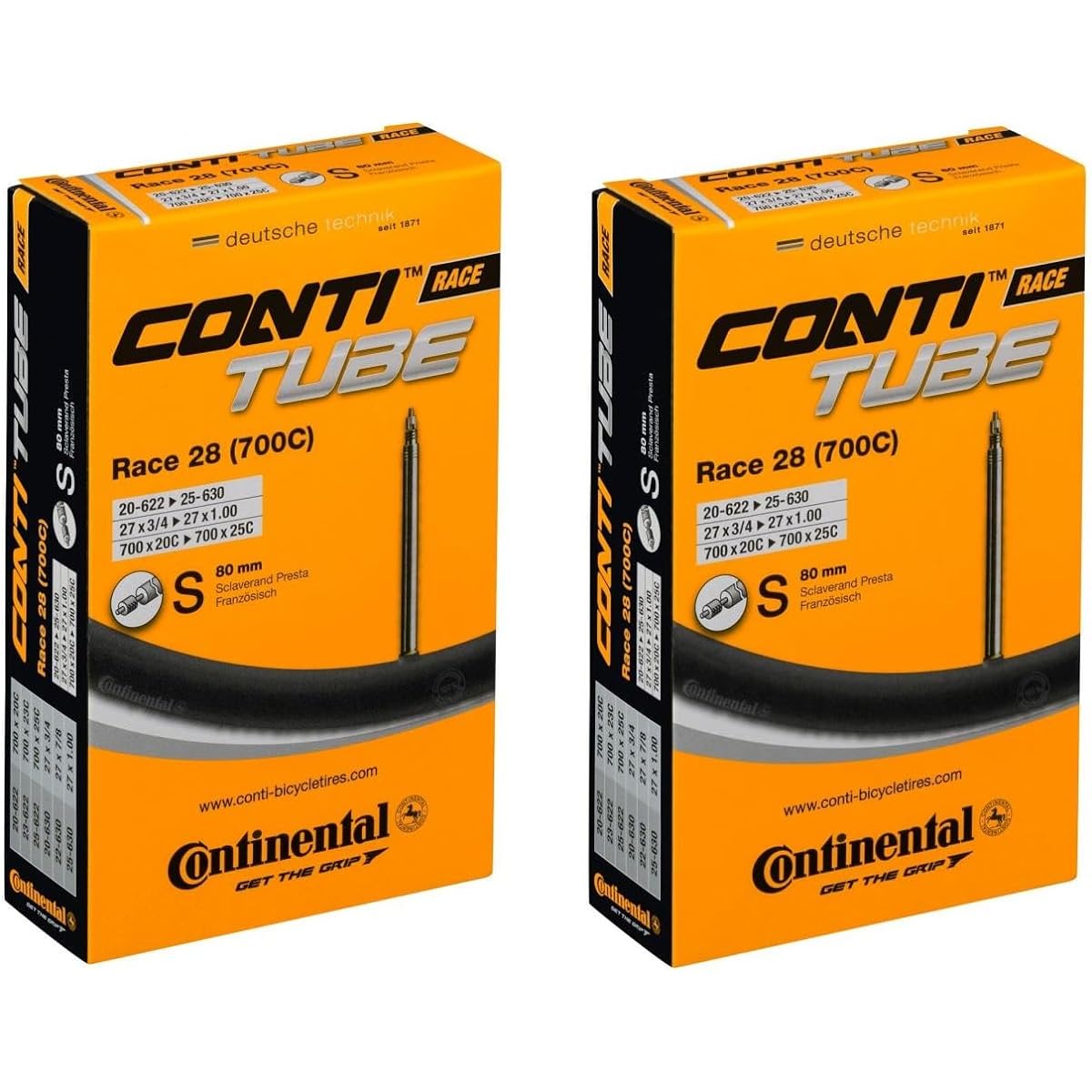 2 Pieces Continental Race 28 20/25-622/630 S80 Presta Long Valve 80mm [Parallel Import]