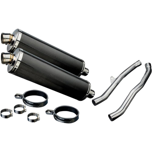 DELKEVIC Slip-on Carbon Oval Muffler (Compatible with KAWASAKI ZX14 / ZZR1400 2008-2011) 450mm KIT0840