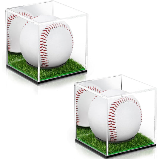 Baseball Ball Case Signed Ball Case Baseball Acrylic Display Case Protection Exhibition Dustproof Square Collection Case Transparent Case Set of 2