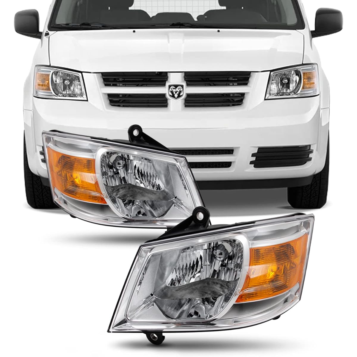 DODGE GRAND CARAVAN Clear headlight headlamp driver's seat left+passenger seat replacement pair
