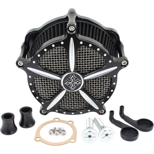Motorcycle Air Cleaner Black Cross Intake Filter Kit for Sportster Iron 883 XL1200 XL883 48 72 1991-2022