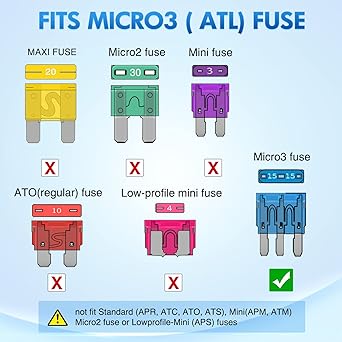 NILIGHT 60 MICRO3 Hughes ATL Curblade Hughes Packed Kit 3 Prongue Microbled Car Hughes Replacement 5A 7.5A 10A 15A Car Hughes Puller For car trucks for SUV RV