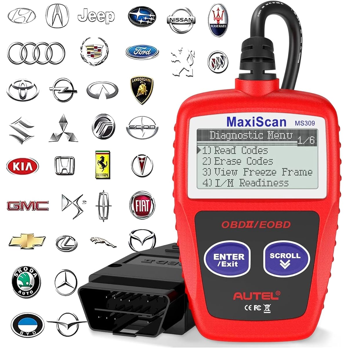 Autel AutoLink AL301 OBD2 Scanner Default Code Reader Car Diagnostic Tool MIL Reset and Off Mill Upgrade Version MS300