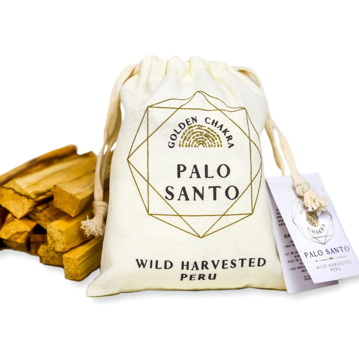 Golden Chakra Palo Santo Stick - (100g) | Premium Palo Santo | Wild Harvest | High Resin Material | Made in Peru (approx. 10-15 sticks) | Yoga | Meditation | Relaxation | Stress Relief