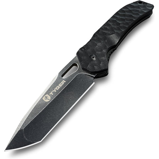 [Domestic genuine product] Tyger (Tiger) Japanese instruction manual included K4 EDC folding pocket knife (BLACK/BLACK)