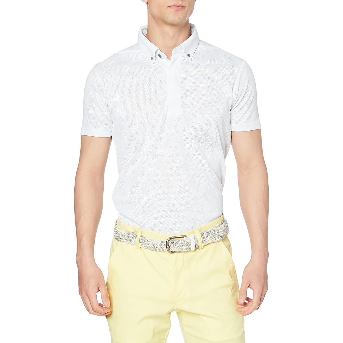 [Mizuno] Golf Wear, Mesh Jacquard, Printed Short Sleeve, Common Collar Shirt, Sweat Absorbent, Quick Drying, Stretch E2MA2001