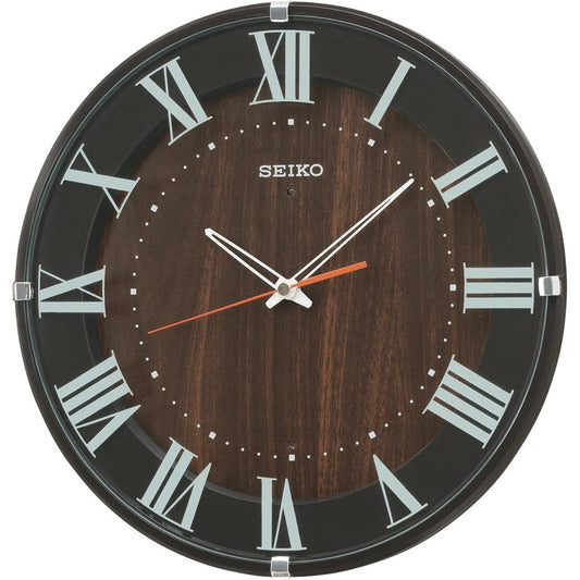 Seiko Clock Wall Clock Natural Radio Analog Dark Brown Diameter 320x46mm KX397B