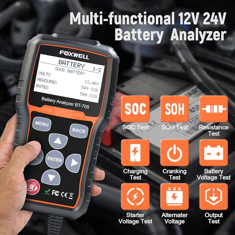 Foxwell OBDII/EOBD Diagnostic Scan Tool Battery Tester Blue Nt200