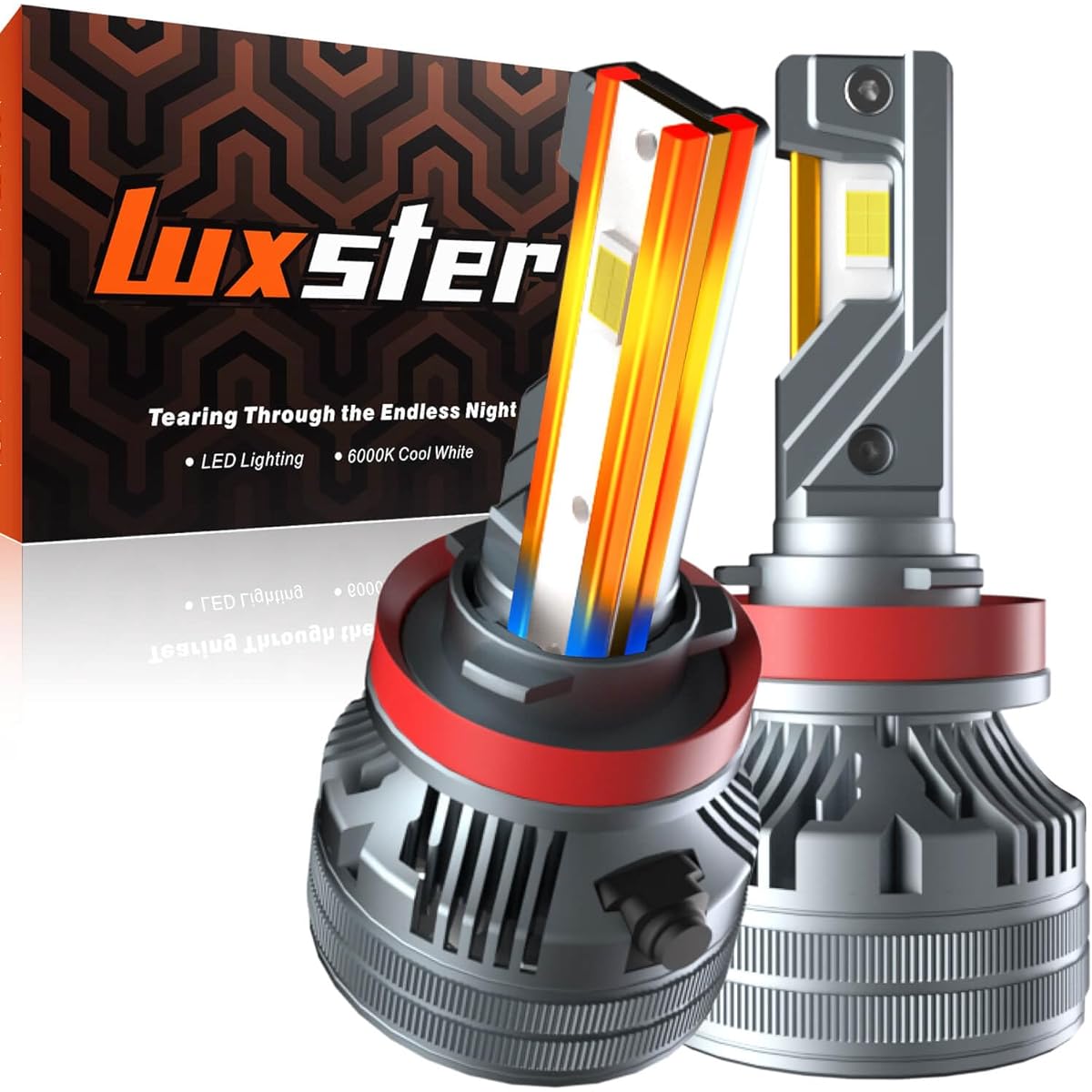 LUXSTER 2024 Punisher 40,000LM H11/H8/H9 LED bulb Super -brightness Talonred Tip Easy Plug and Play Installation Fog Light 6000K Pure White IP68 2 waterproof packs