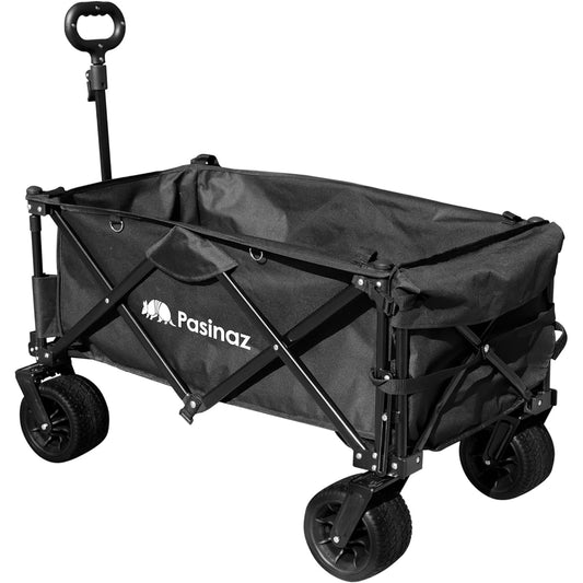 NEW 2024 Model Carry Wagon Outdoor Wagon Children Mini Camping Lightweight Folding Compact Wide Tires with Stoppers No Puncture Tires Height Adjustment Carry Cart BBQ Park Capacity 82L