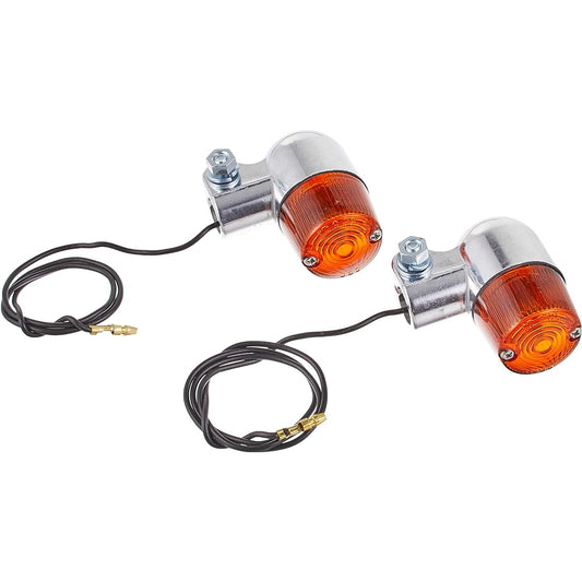 Kijima Motorcycle Motorcycle Parts Small Turn Signal Lamp #680 35φx55mm Aluminum Die Cast General Purpose Silver/Amber 2 Pieces 219-5076