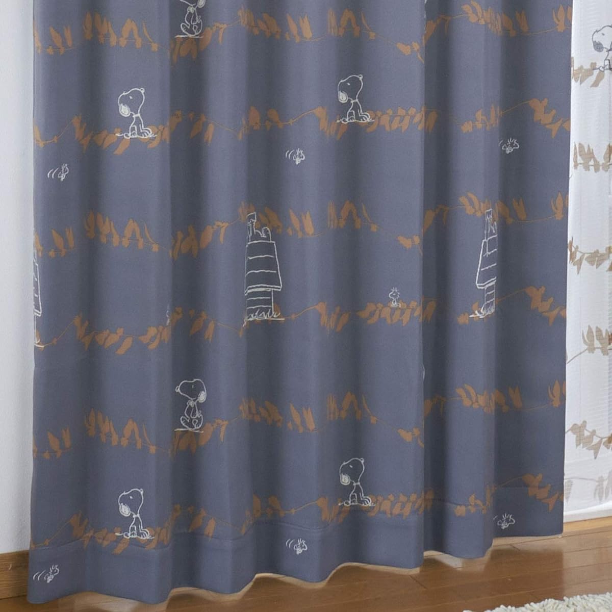 Peanuts Snoopy 2nd Grade Blackout Heat Insulating Curtains Set of 2 Leaf Width 100 x 178cm Length Dark Gray KO-3