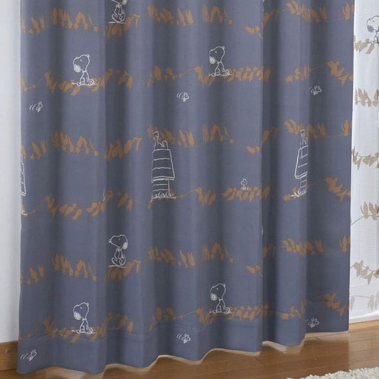 Peanuts Snoopy 2nd Grade Blackout Heat Insulating Curtains Set of 2 Leaf Width 100 x 178cm Length Dark Gray KO-3