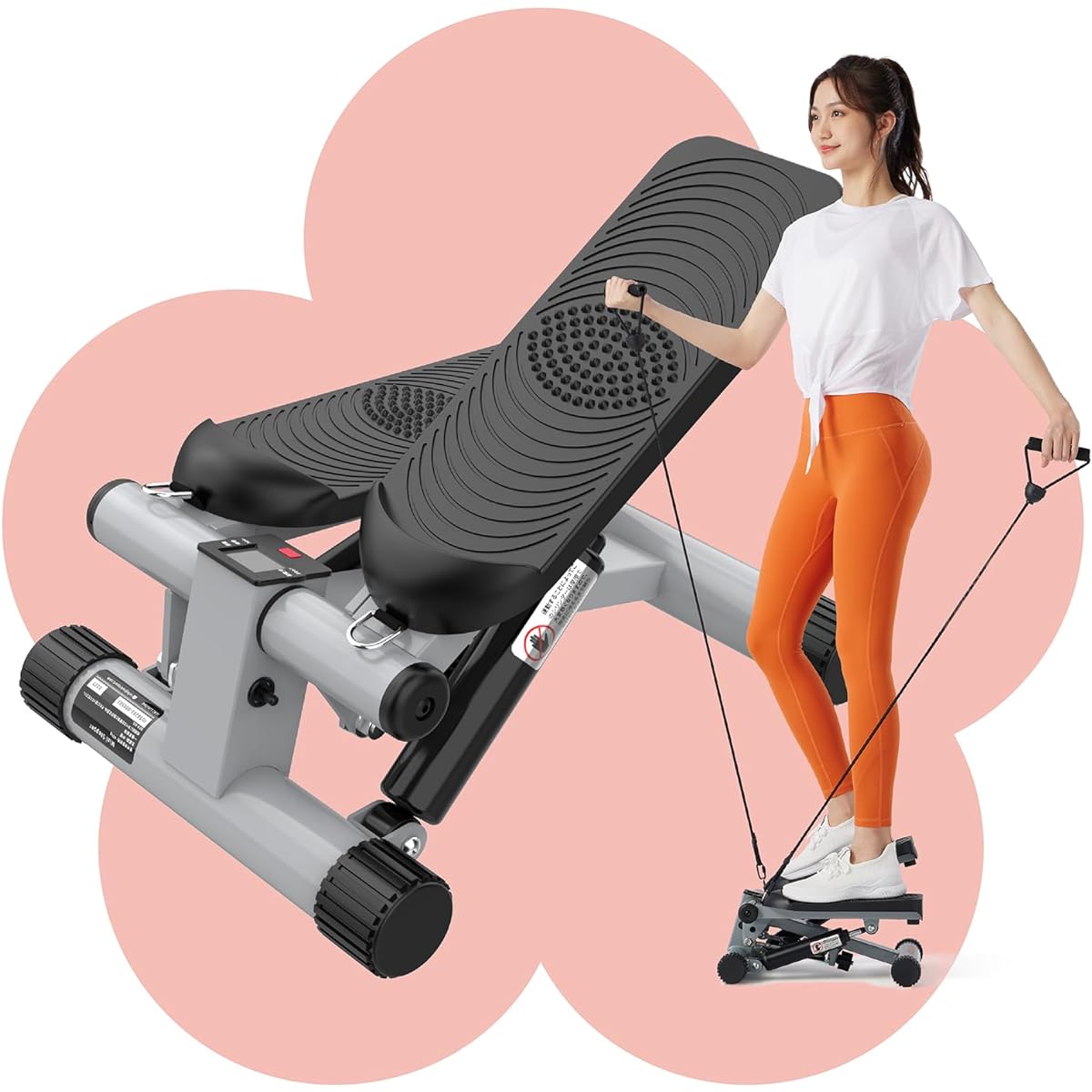 I-uki Sport Healthy Stepper, Quiet, Stepping at Home, Adjustable Load, Aerobic Exercise, Ideal for Full Body Training, Eliminate Lack of Indoor Exercise, Health Equipment, Power Band & Digital Monitor Included, Fitness Diet, 1 Year Manufacturer's Warrant