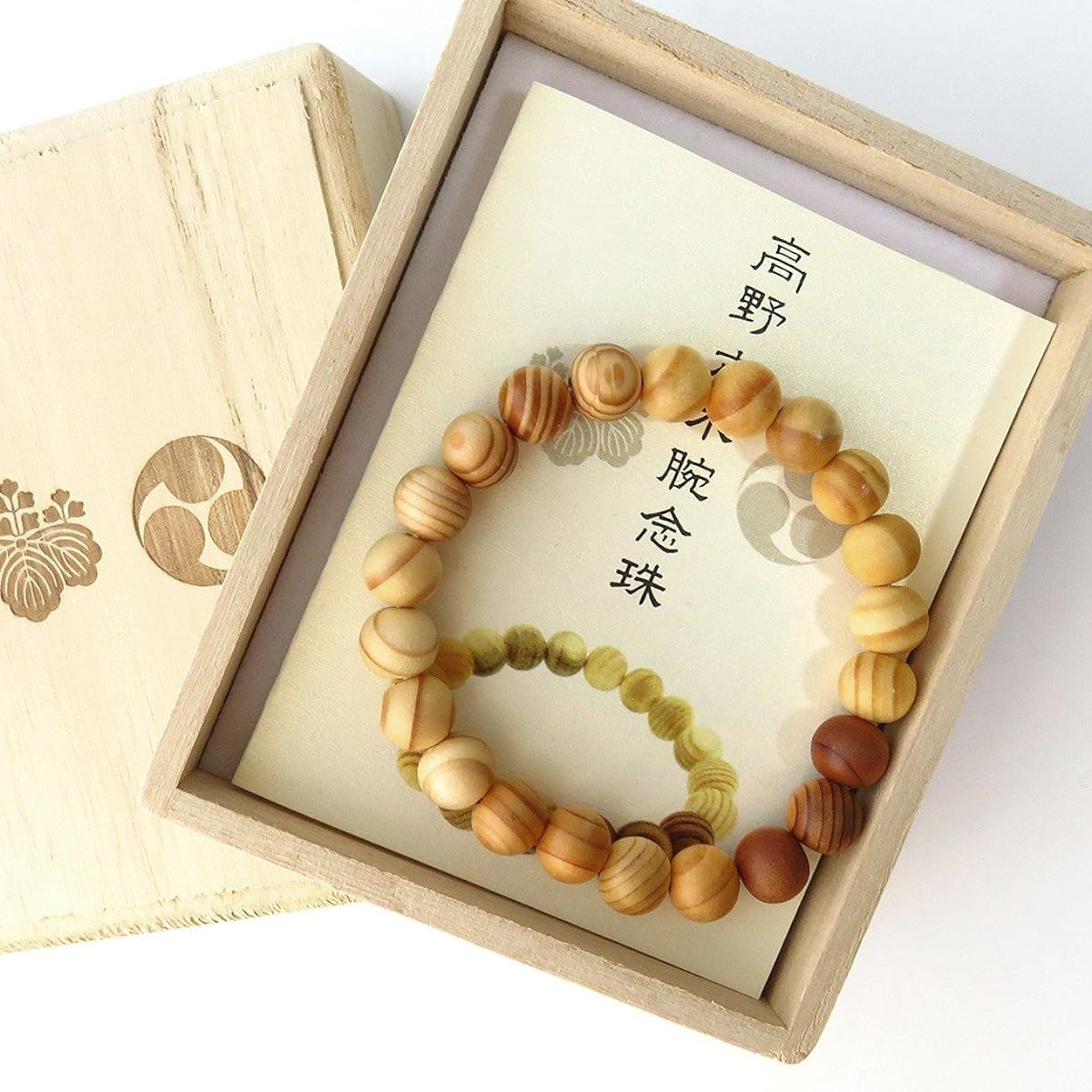 [GOLD STONE] Mt. Koya Riku Bracelet 9mm Wooden Box Included World Heritage Prayer Beads Natural Stone Power Stone