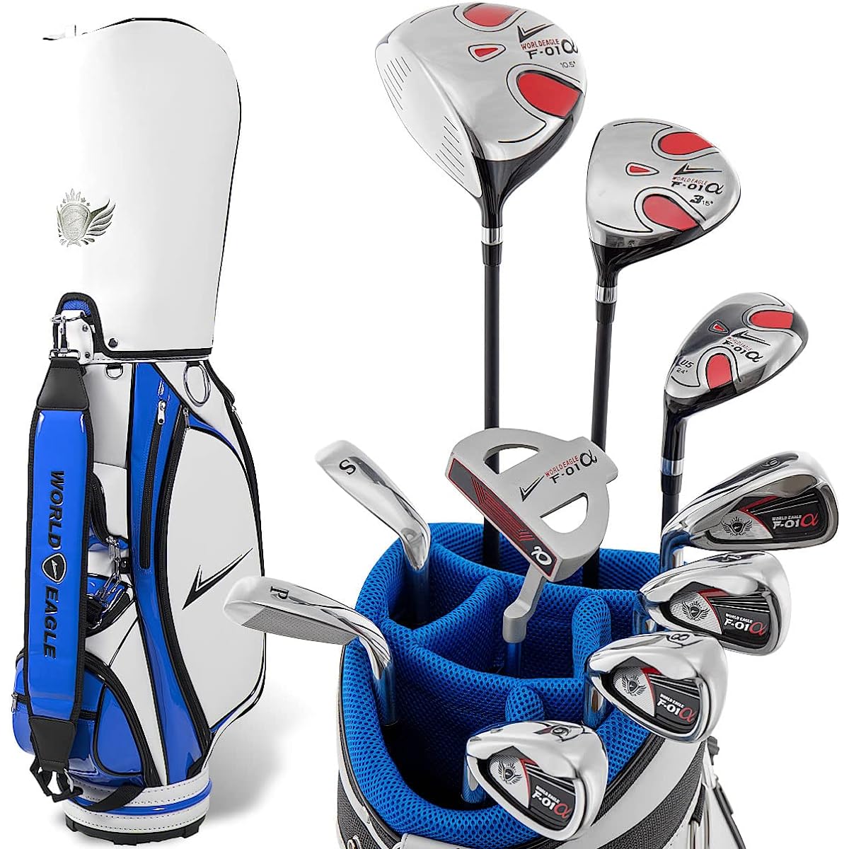 WORLD EAGLE F-01α Kabuki club set 10 pieces full set for left-handed R HC: 2 pieces included Bag: CBX5 White/Blue Beginner