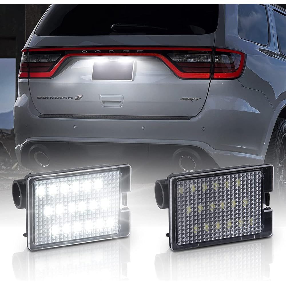 POPMOTORZ 2Pcs LED License Plate Light Lamp Rear Tag Light Assembly for 2014-2022 Dodge Durango Pickup Truck White OR-73804