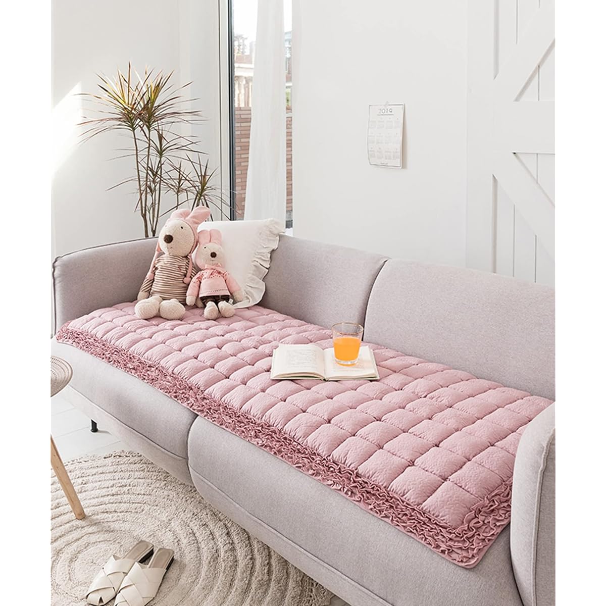 Aimoha Seat Cushion Sofa Seat Sofa Cushion Mat 70.3 x 148cm Sofa Pad Pad Cushion (Pink)