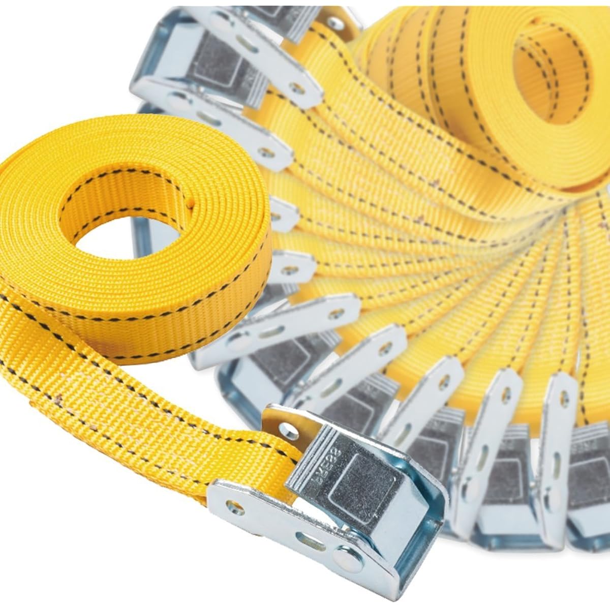 25mm width cam buckle belt endless 2.0m yellow set of 10