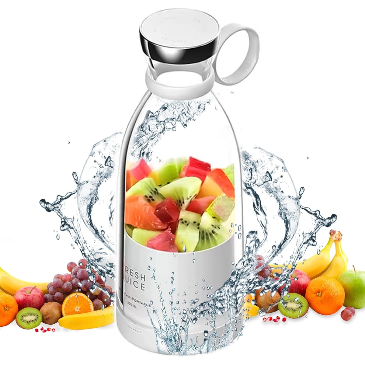 Mini Portable Blender Durable Waterproof Decolet Bottle Easy to Carry & Multifunctional USB Fruit Easy Operation and Cleaning Juicing Blend Suitable Charging for Pink (White)