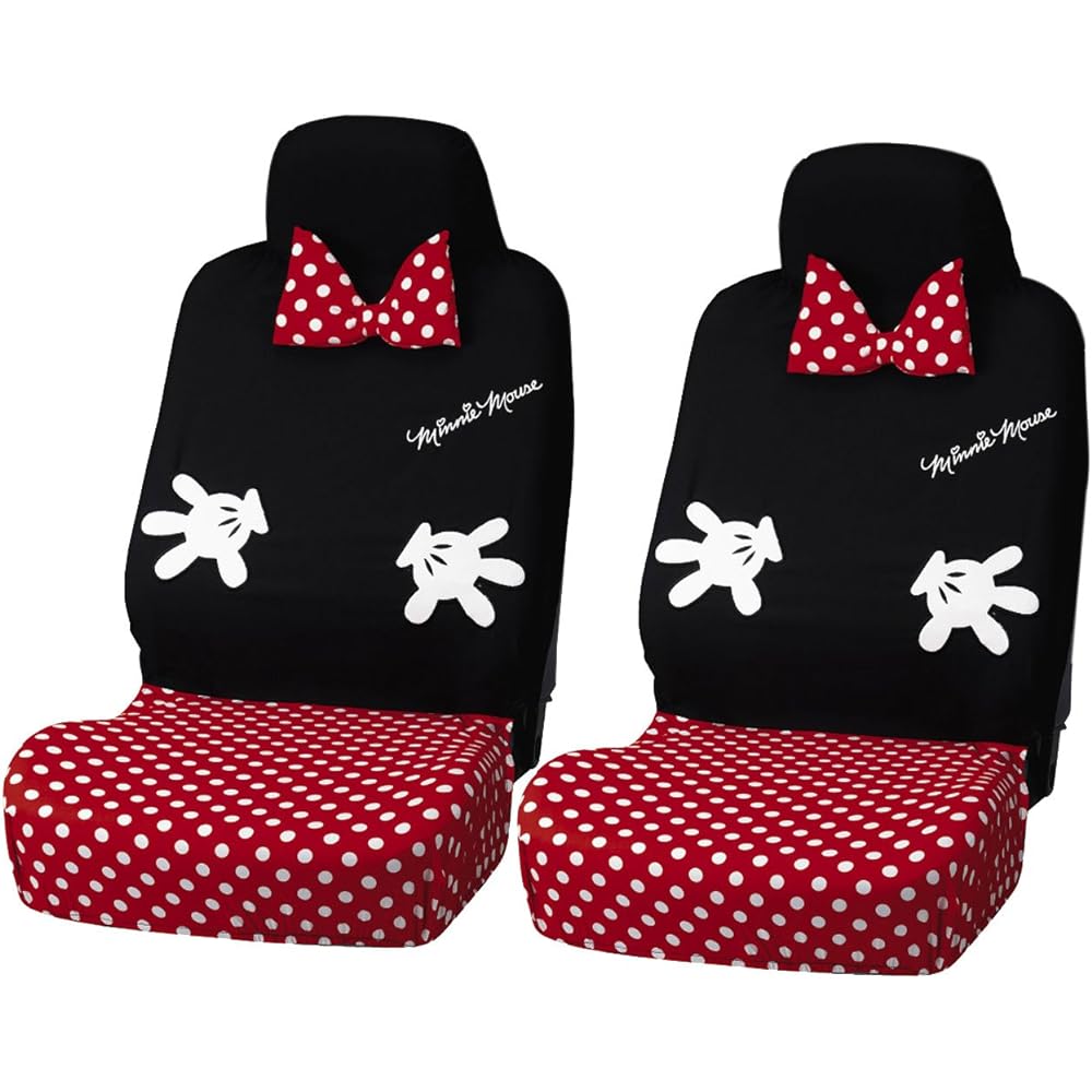 BONFORM Seat Cover Disney/Minnie Lovely Minnie Light/Normal Car Front 2 Pieces Easy to Install Fully Washable Front-2 Black 2000-12BK