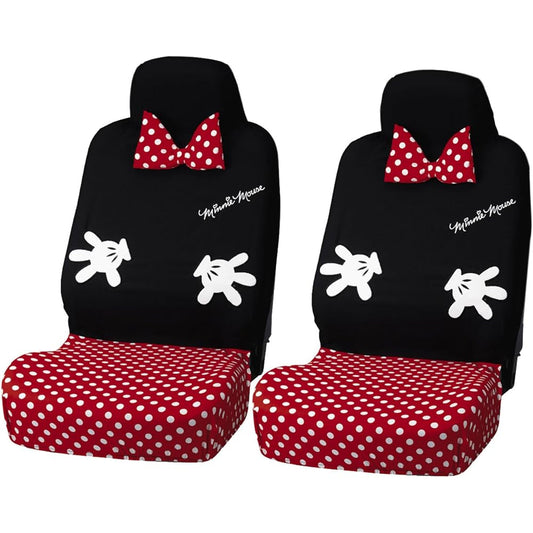 BONFORM Seat Cover Disney/Minnie Lovely Minnie Light/Normal Car Front 2 Pieces Easy to Install Fully Washable Front-2 Black 2000-12BK