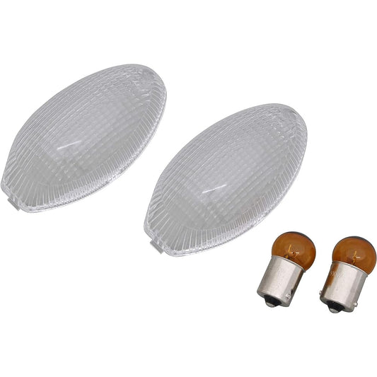 POSH Motorcycle Supplies Clear Turn Signal Lens Set DUCATI M900/400('00~'05) M1000/800/S4/R with Orange Bulb 018078