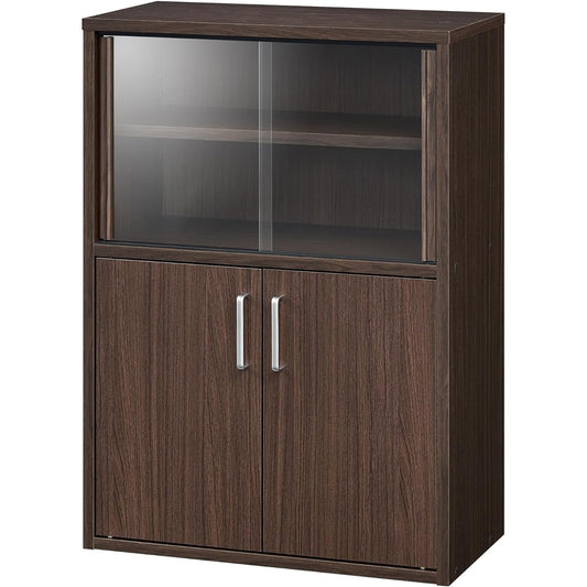 Shirai Sangyo Cupboard Cupboard Wooden Compact size with a width of about 57cm perfect for a room where you live alone Dark brown wood grain pattern Basic design Width 56.6 x Depth 29.5 x Height 80cm FUL-8055DG DK Fullnico