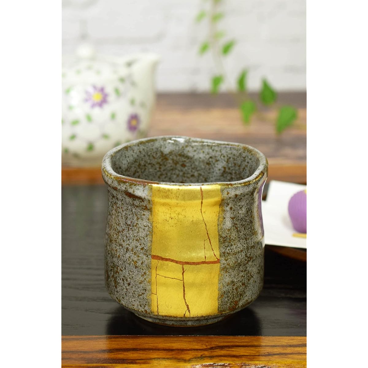 Teacup Stylish Kutani Ware Teacup Gold Leaf Line Teacup Ceramic Brand Japanese Tableware Made in Japan