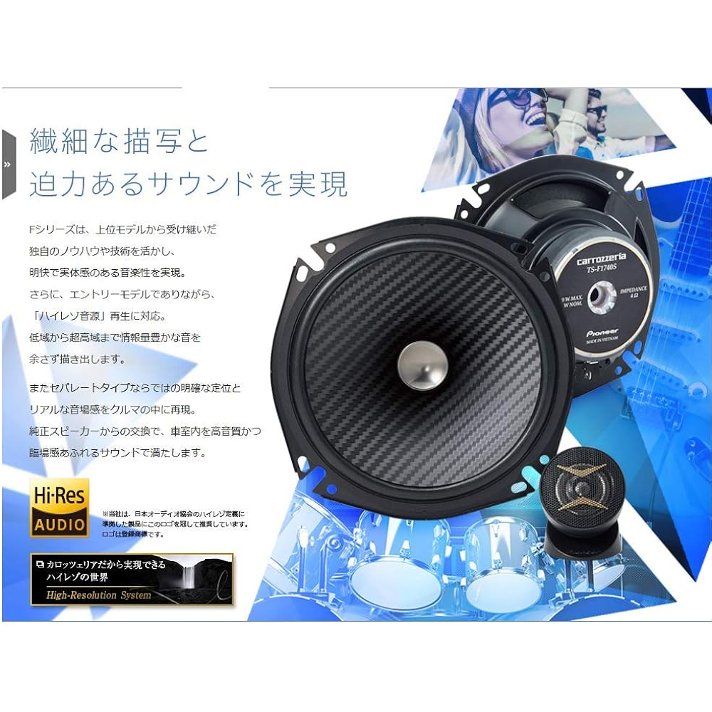Pioneer Speaker TS-F1640S 16cm Custom Fit Speaker Separate 2 Way High Resolution Compatible Carrozzeria