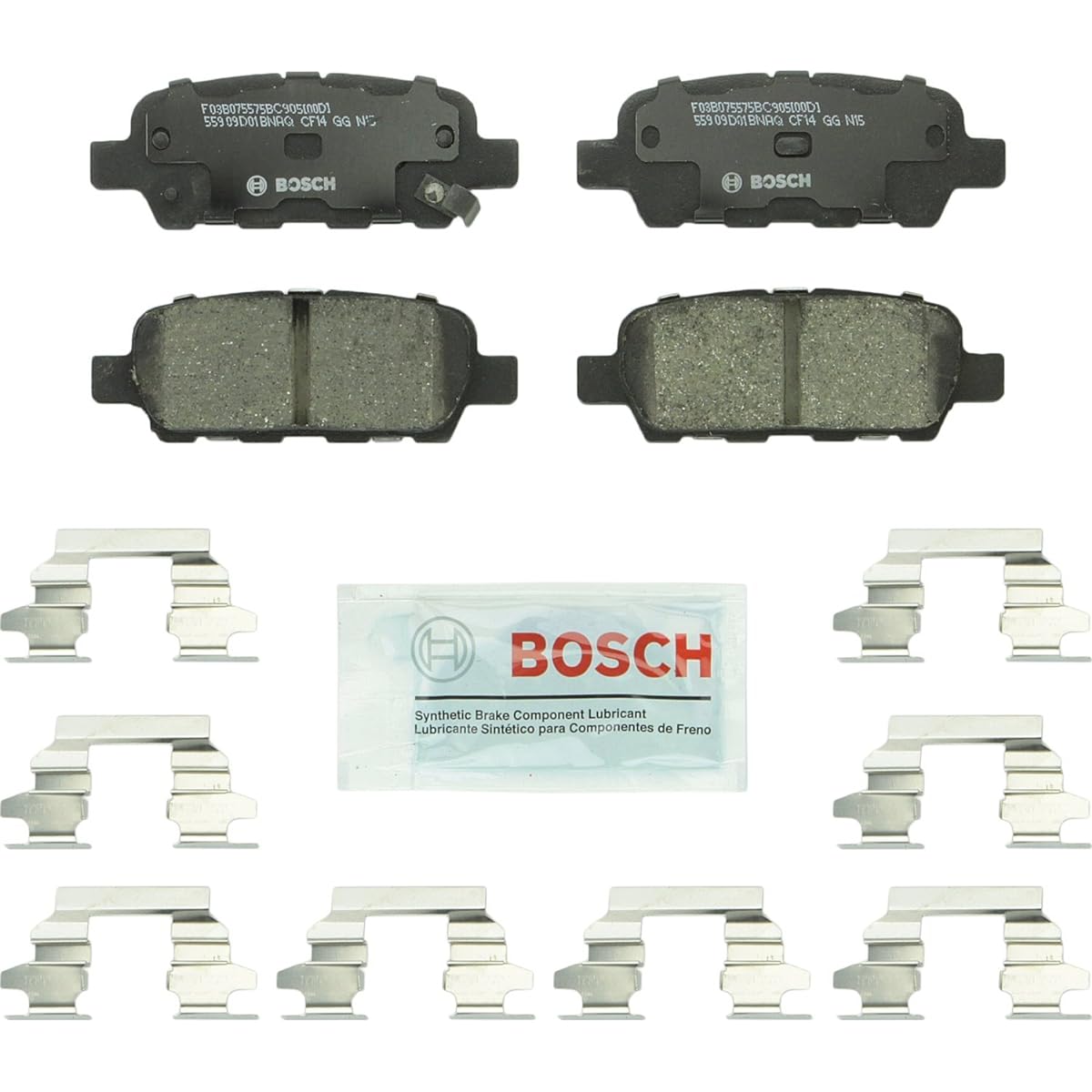 Bosch BC905 QUIETCAST Premium Ceramic Disc brake pad compatible models: (EX, FX, GX, JX, M, Q, QX, X); , Rogue, Centrail+, etc.