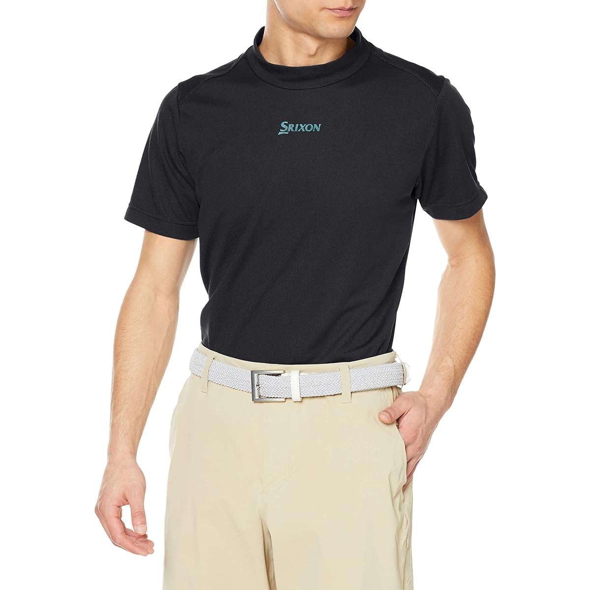 [SRIXON] Short Sleeve Shirt [ZERO ROUND] Sweat Absorbent Quick Drying UV Care UPF15 Stretch Mock Neck Plain Simple Practice Golf RGMVJA01 Men's