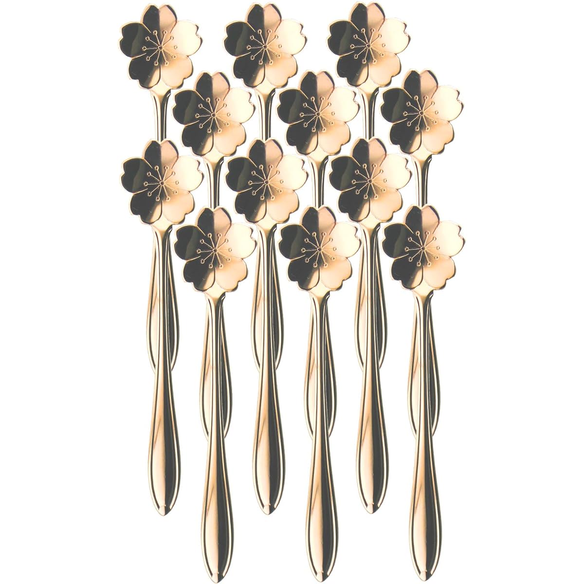 Nagao Tsubamesanjo Flower Coffee Spoon Pink Gold Sakura Set of 12 Made in Japan