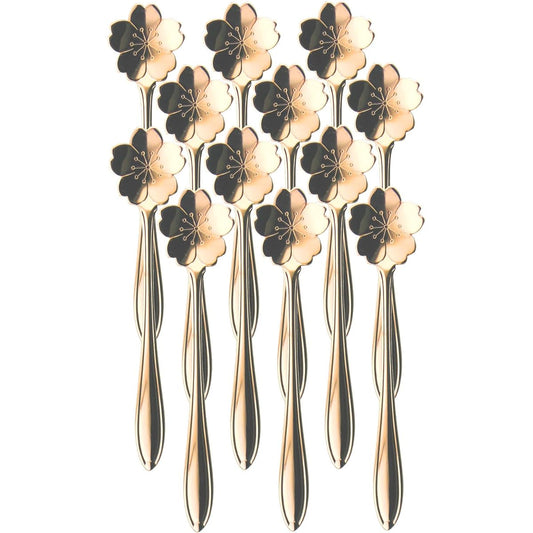 Nagao Tsubamesanjo Flower Coffee Spoon Pink Gold Sakura Set of 12 Made in Japan