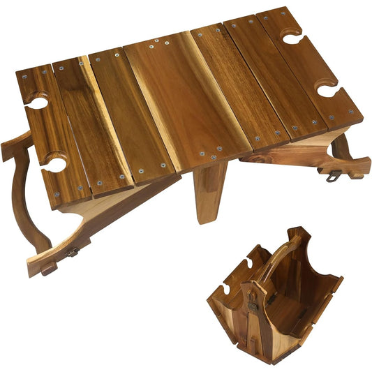 YOSHIKI Wooden Camping Table Outdoor Folding Table Barbecue Low Table Mini Table Lightweight 52.5 x 30 x 21cm SDGs Plastic Free YK-ORT