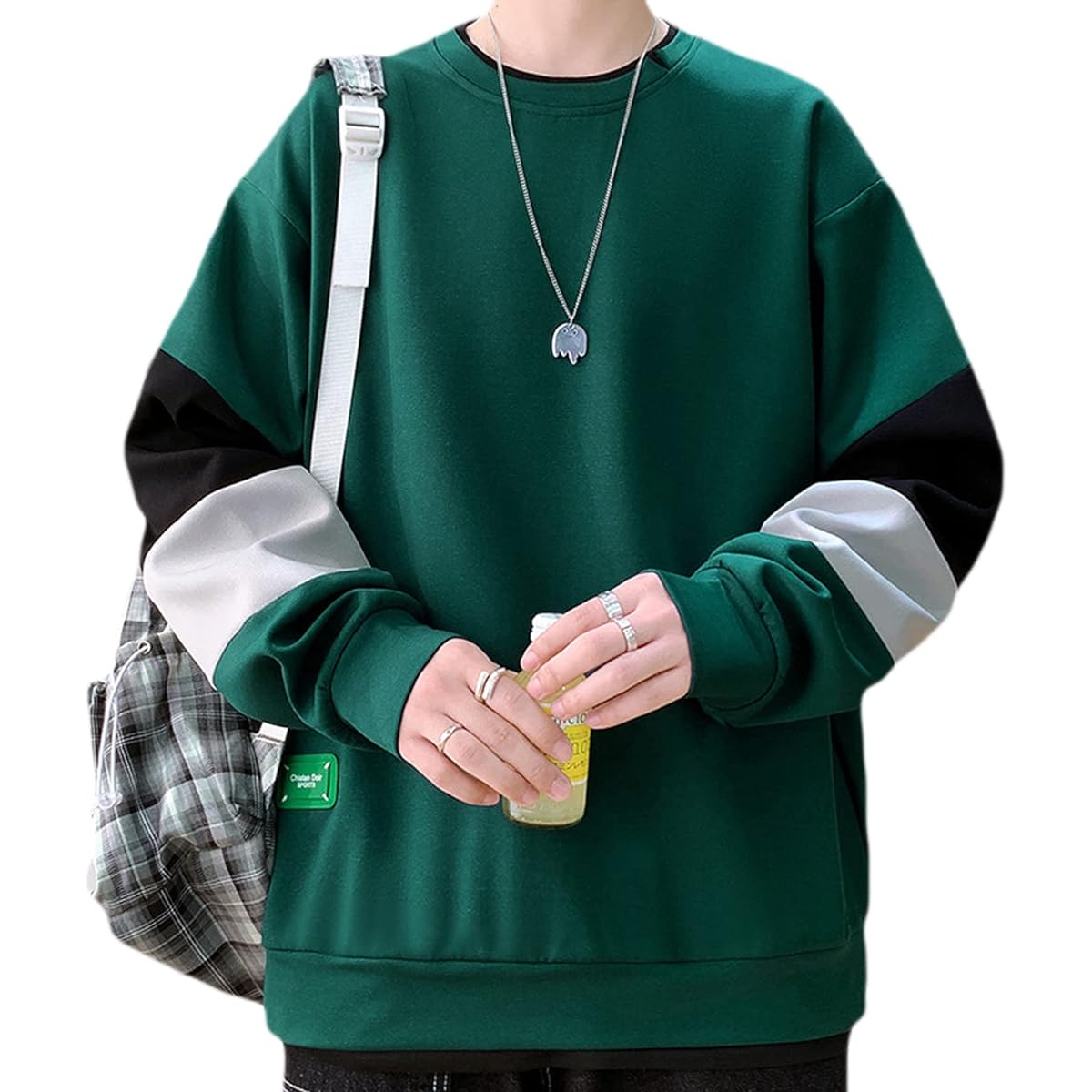 Hisitosa Sweatshirt Men's Autumn/Winter Long Sleeve Hoodie Men's Loose Large Size Sweatshirt Pullover