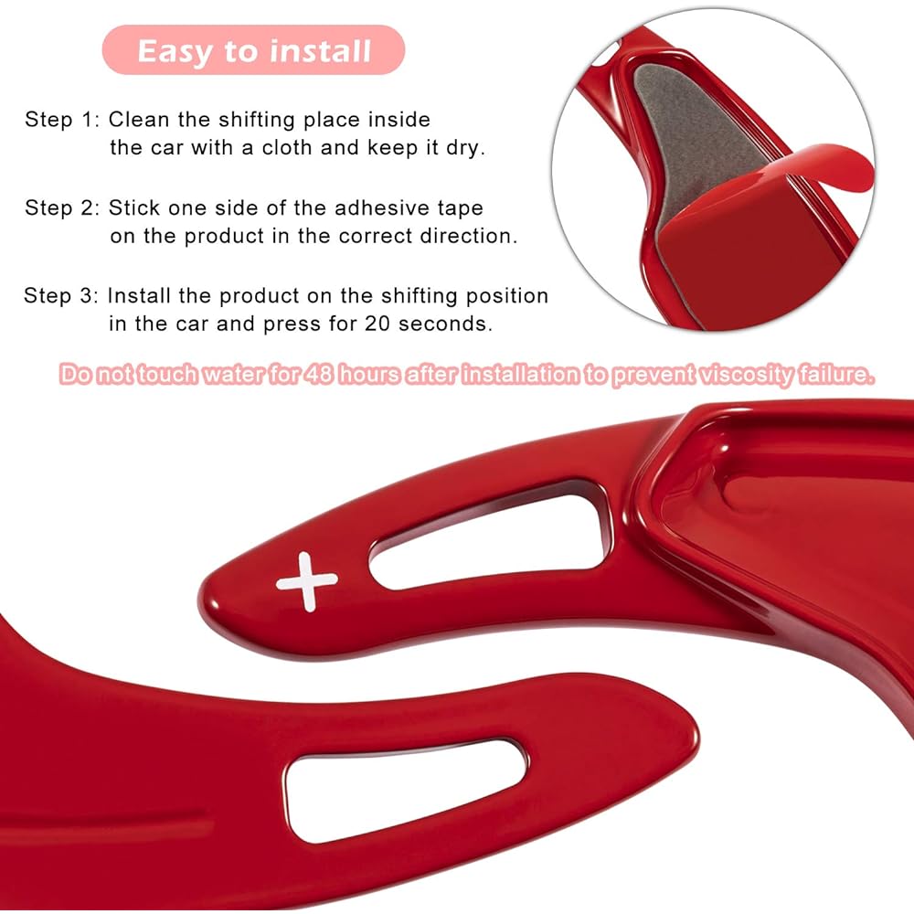Red Aluminum Steering Paddle Shifter Extension Cover Trim Interior Accessory Accessory Cumaro 2016-2021, 2014-2019 Chevrolet Corvette C7