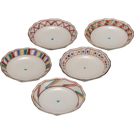 Kutani ware Iwataya Kutani ware plate set (No. 4) Colored picture change K7-45