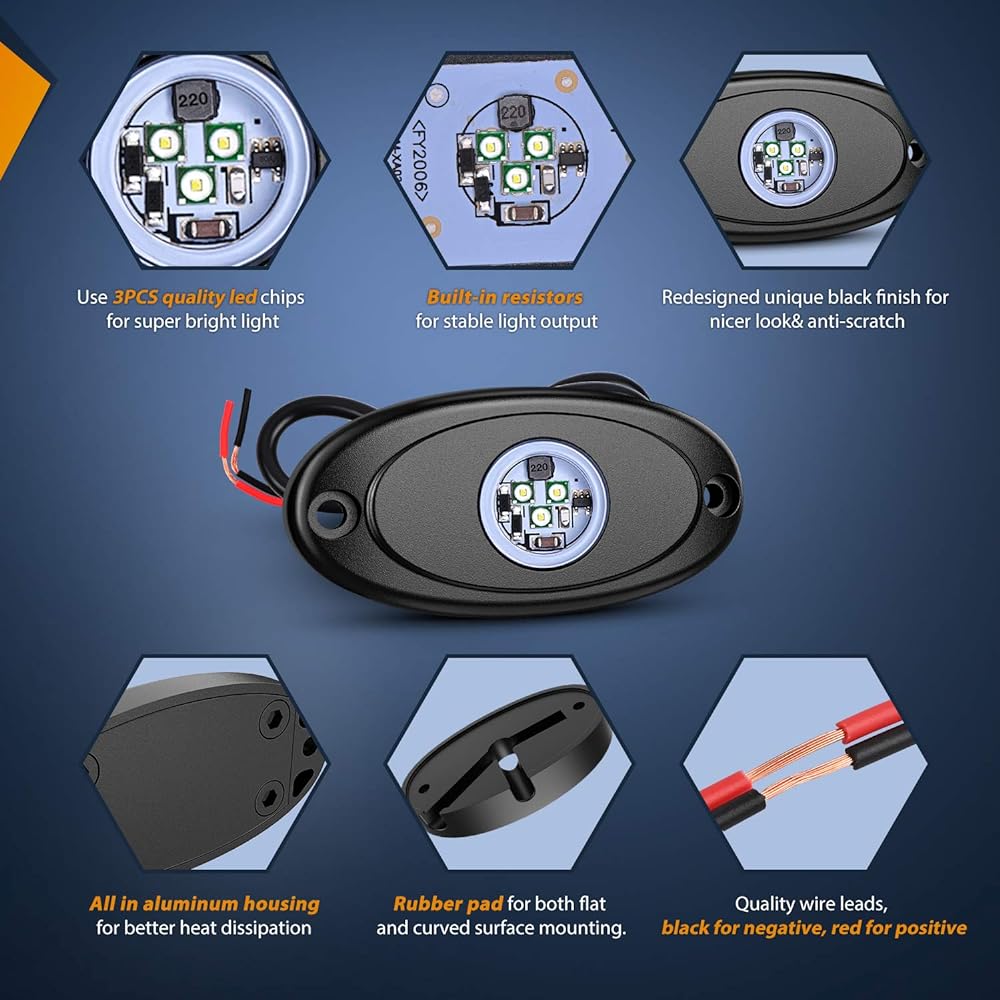 NILIGHT LED lock light 6 pieces White light pod waterproof body wheel wellight exterior interior light car track pickup ATV UTV UTV for motorcycle boat