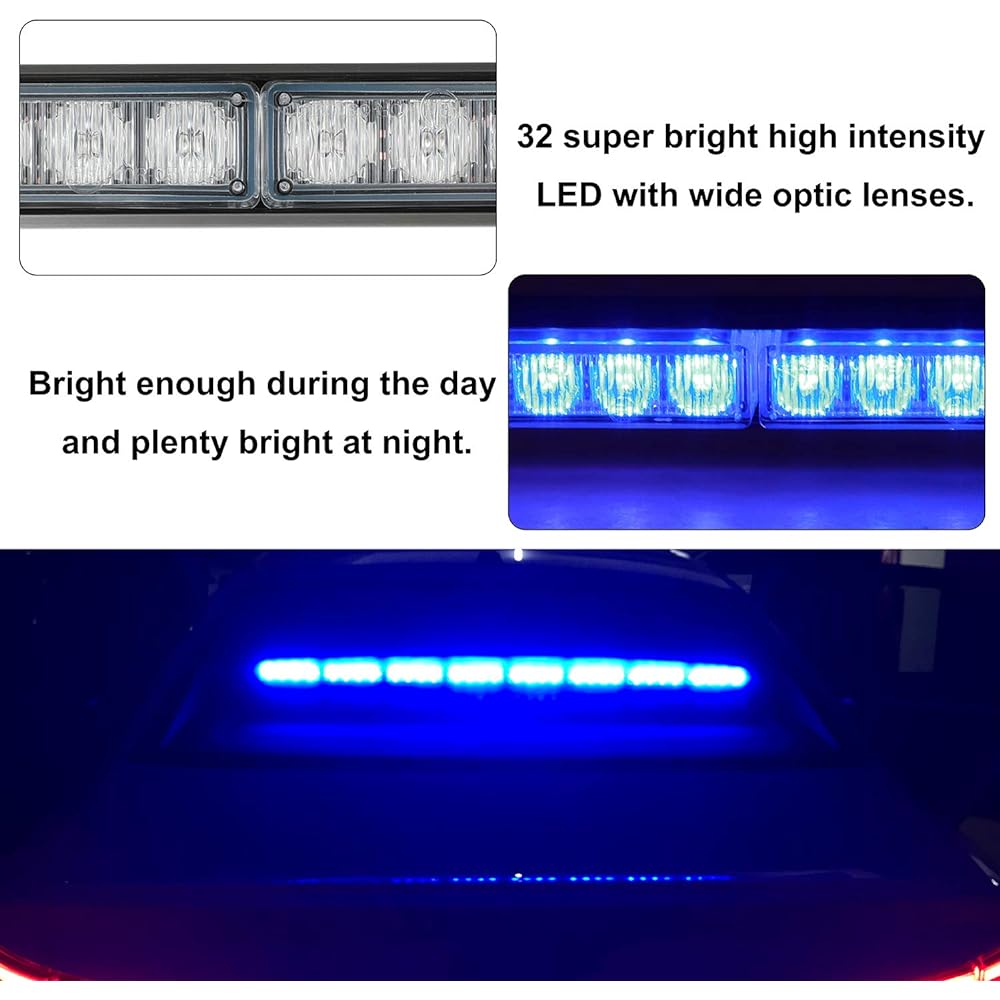 ASPL 36 inch 32LED Transportation Advisor Light Bar Warning Emergency Strobe Bar direction Flashing Emergency Warning Demorable LED Safety Light With 16 -foot straight cord (blue)