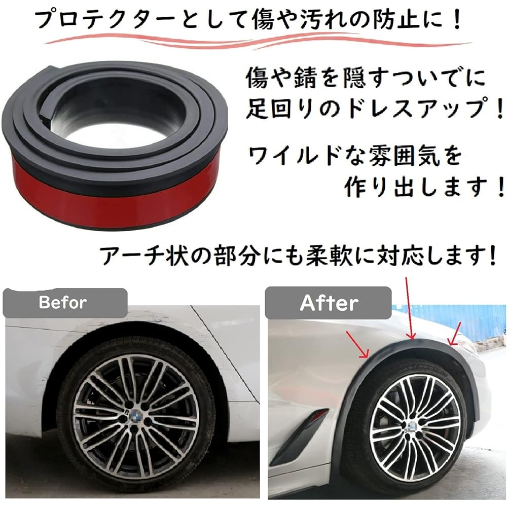 Surely Achieve General Purpose Car Over Fender Molding Tire Guard Custom Exterior Dress Up Vehicle Inspection Compatible Scratch Prevention Mudguard Protection Protector