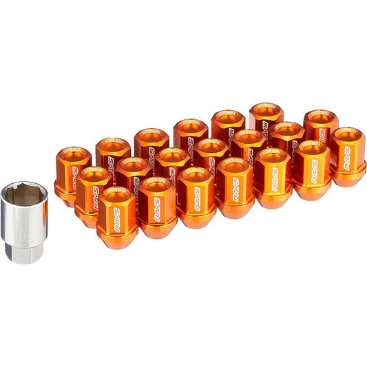 [RAYS] Duralumin Lock & Nut Set for L32 5H M12X1.25 Orange Anodized 74020001110OR